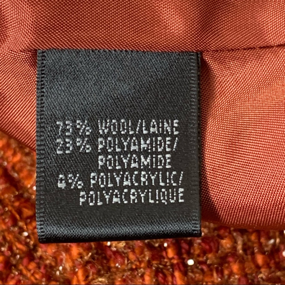 Lafayette 148 Metallic Sparkle Wool Tweed Blazer Suit Red Orange Silver Work 4 - Picture 11 of 16